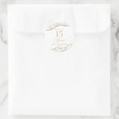 Elegante witte gouden agaat 15e verjaardagsfeest ronde sticker (Tas)
