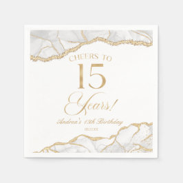 Elegante witte gouden agaat 15e verjaardagsfeest servet