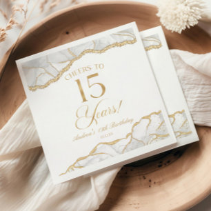 Elegante witte gouden agaat 15e verjaardagsfeest servet