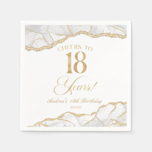 Elegante witte gouden agaat 18e verjaardagsfeest servet