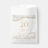 Elegante witte gouden agaat 20e verjaardagsfeest bedankzakje (Voorkant)