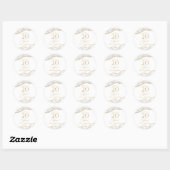 Elegante witte gouden agaat 20e verjaardagsfeest ronde sticker (Vel)