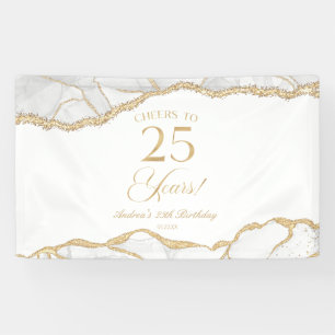 Elegante witte gouden agaat 25e verjaardagsfeest spandoek