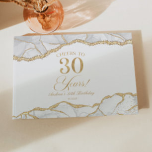 Elegante witte gouden agaat 30e verjaardagsfeest gastenboek