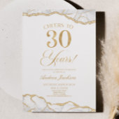 Elegante witte gouden agaat 30e verjaardagsfeest kaart