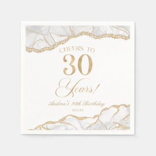 Elegante witte gouden agaat 30e verjaardagsfeest servet