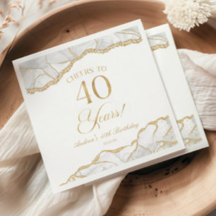 Elegante witte gouden agaat 40e verjaardagsfeest servet