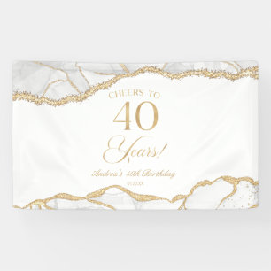 Elegante witte gouden agaat 40e verjaardagsfeest spandoek