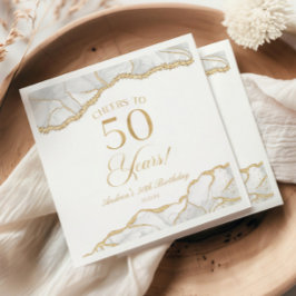 Elegante witte gouden agaat 50e verjaardagsfeest servet