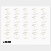 Elegante witte gouden agaat 60e verjaardagsfeest ronde sticker (Vel)