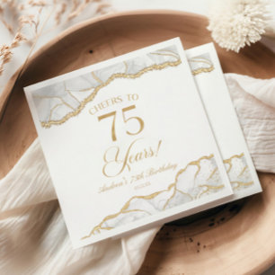 Elegante witte gouden agaat 75ste verjaardagsfeest servet