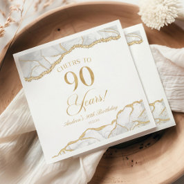 Elegante witte gouden agaat 90e verjaardagsfeest servet