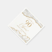 Elegante witte gouden agaat 90e verjaardagsfeest servet (Hoek)