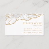 Elegante Witte Gouden Agaat Grens Custom Visitekaartje (Achterkant)