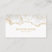 Elegante Witte Gouden Agaat Grens Custom Visitekaartje (Voorkant)