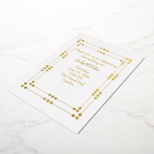 Elegante witte & gouden Art Deco folie uitnodiging