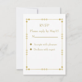 Elegante witte & gouden Art Deco RVSP RSVP Kaartje