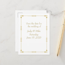Elegante witte & gouden Art Deco Save the date kaa