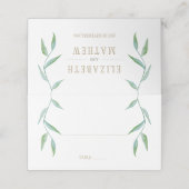 Elegante witte gouden bladeren bruiloft plaatskaartje (Buitenkant ongevouwen)