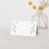 Elegante witte gouden bladeren bruiloft plaatskaartje (Voorkant)