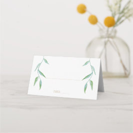 Elegante witte gouden bladeren bruiloft plaatskaartje