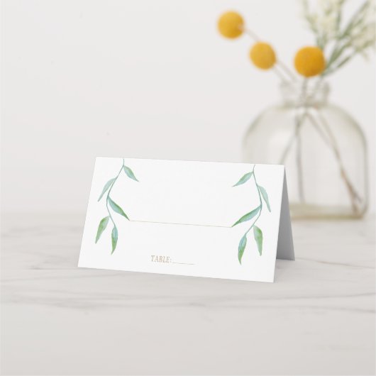 Elegante witte gouden bladeren bruiloft plaatskaartje (Voorkant)