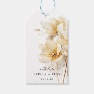 Elegante witte gouden bloem bruiloft cadeaulabel