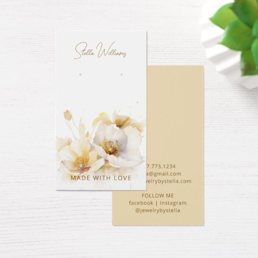 Elegante witte gouden bloem oorbel display Kaart (Bureau)