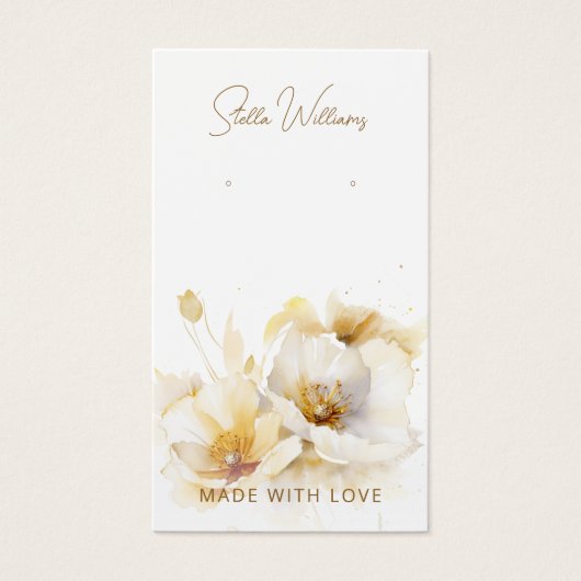 Elegante witte gouden bloem oorbel display Kaart (Voorkant)