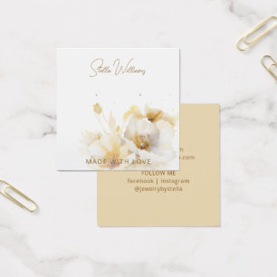 Elegante witte gouden bloem oorbellen displaykaart vierkante visitekaartjes