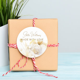 Elegante witte gouden bloemen dank je wel ronde sticker