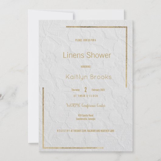 Elegante witte gouden bloemen kant Koppels Bruilof Kaart (Voorkant)