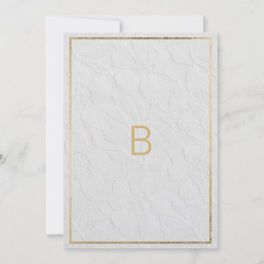 Elegante witte gouden bloemen kant Koppels Bruilof Kaart (Achterkant)