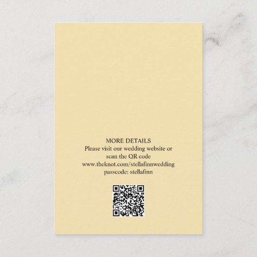 Elegante Witte Gouden Bloemen Trouwdetails QR-code Informatiekaartje (Achterkant)