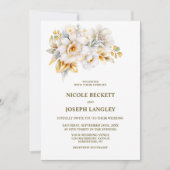 Elegante witte gouden bloemenbruiloft kaart (Voorkant)