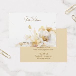 Elegante witte gouden bloemhalsketting displaykaar visitekaartje