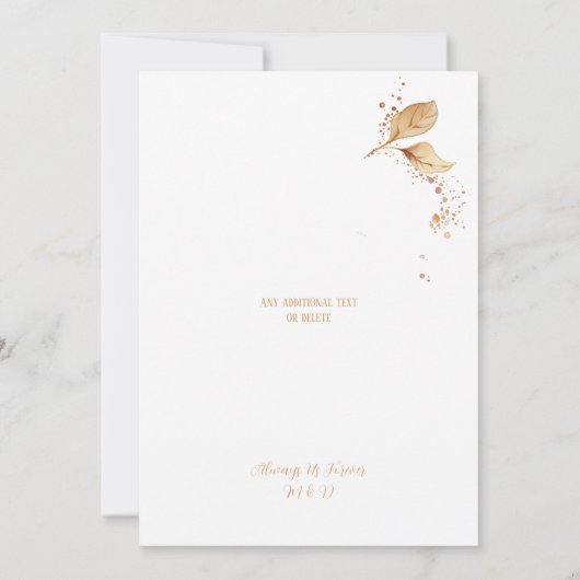 Elegante witte gouden bordeaux Waterverf bruiloft Kaart (Achterkant)