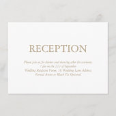 Elegante witte gouden bruiloft receptie informatiekaartje (Voorkant)