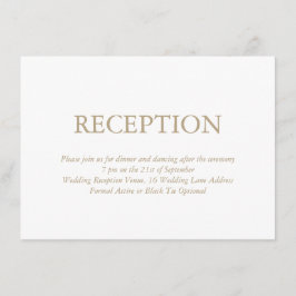 Elegante witte gouden bruiloft receptie informatiekaartje