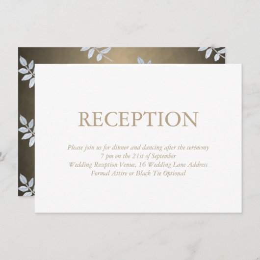 Elegante witte gouden bruiloft receptie informatiekaartje (Voorkant / Achterkant)