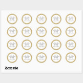 Elegante Witte & Gouden Bruiloft Sticker met Monog (Vel)