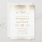 Elegante Witte & Gouden Confetti Mountain Wedding Kaart (Voorkant)