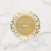 Elegante witte & gouden damast confetti (Kleine voorkant)