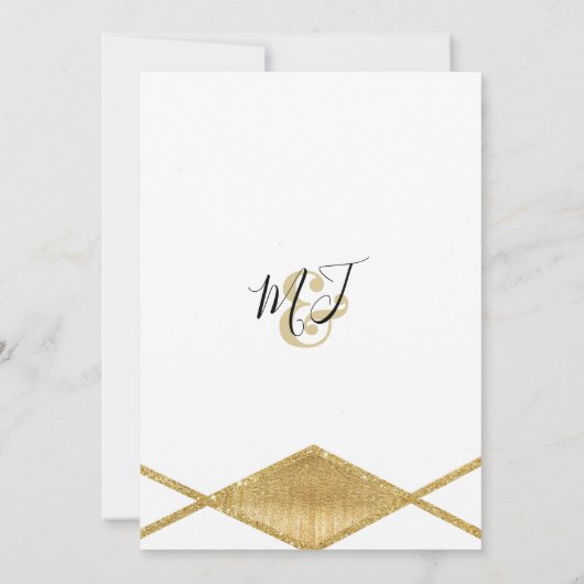 Elegante witte gouden diamant vorm ampersand Bruil Kaart (Achterkant)