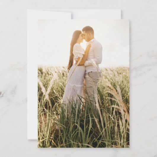 Elegante witte & gouden foto-huwelijksuitnodiging kaart (Achterkant)