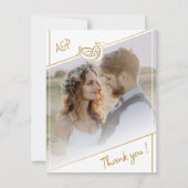 Elegante Witte & Gouden Foto Trouwbedankkaart Bedankkaart (Voorkant)