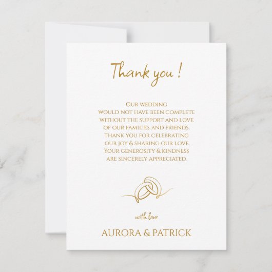 Elegante Witte & Gouden Foto Trouwbedankkaart Bedankkaart (Achterkant)