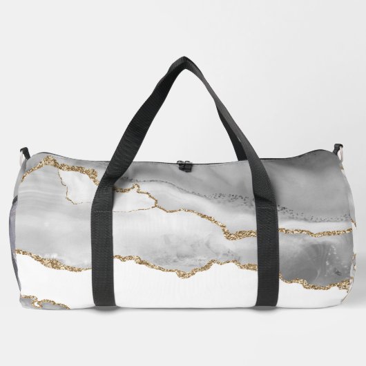 Elegante witte gouden glitter agaat grote plunjeza plunjezak (Achterkant)