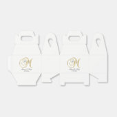Elegante witte gouden hartmonogram M trouwcadeau Bedankdoosjes (Uitgevouwen)
