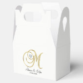 Elegante witte gouden hartmonogram M trouwcadeau Bedankdoosjes (Geopend)